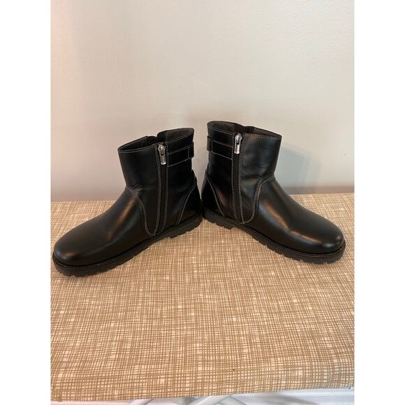 Birkenstock Stowe Black Leather Moto Boots –Women’s 7 / EU 38 – Made in Portugal - Picture 3 of 7